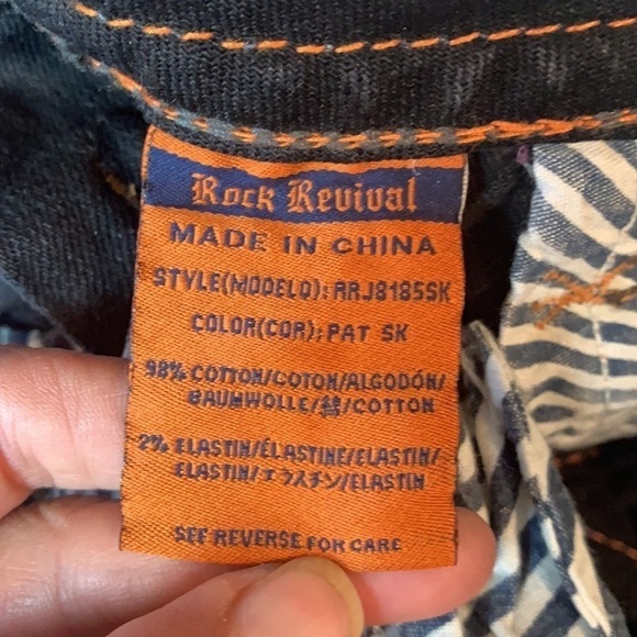 ROCK Revival Rare Black Bat Skinny Jeans Size 25 - Picture 14 of 16